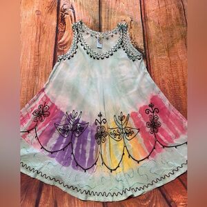 India Boutique girls dress Size S Preowned Boho Tie dye Embroidered